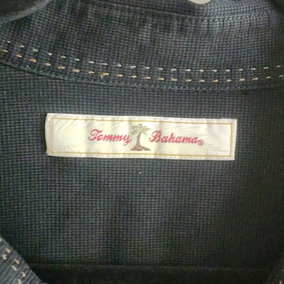 Tommy Bahama Mens 100% Silk Button Up Shirt Long Sleeve Collared Black Size M - Picture 4 of 8